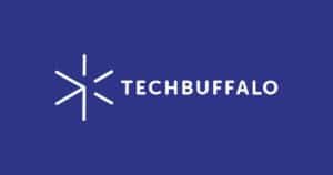 TechBuffalo logo, blue background and white text